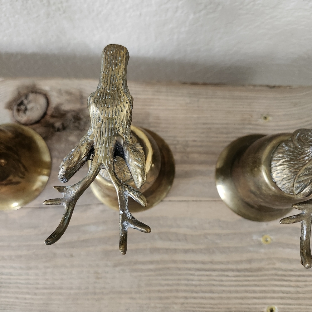 Set of 3 Vintage Early 20th Century German Silverplated Brass Deer Head Goblets - Picture 6 of 12